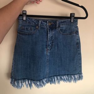 Fringe Denim Skirt